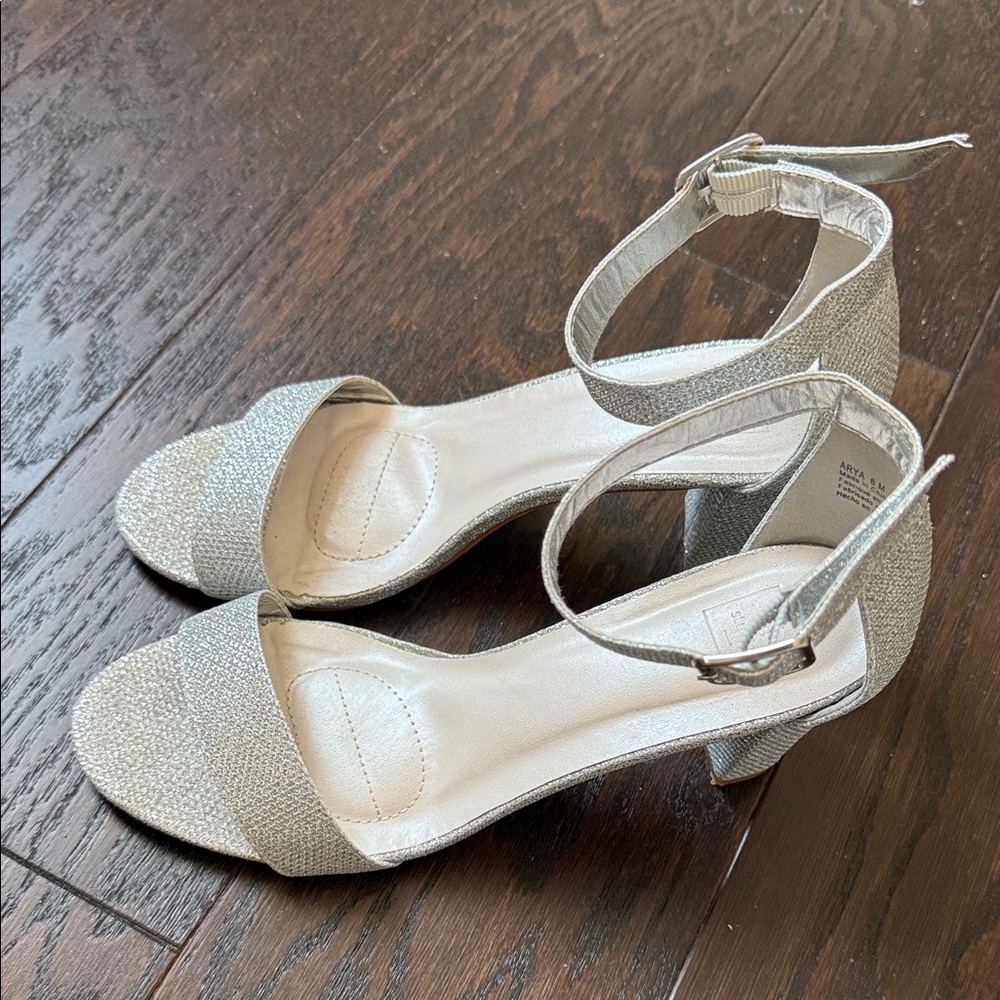 Elegant Silver Ankle Strap Heels